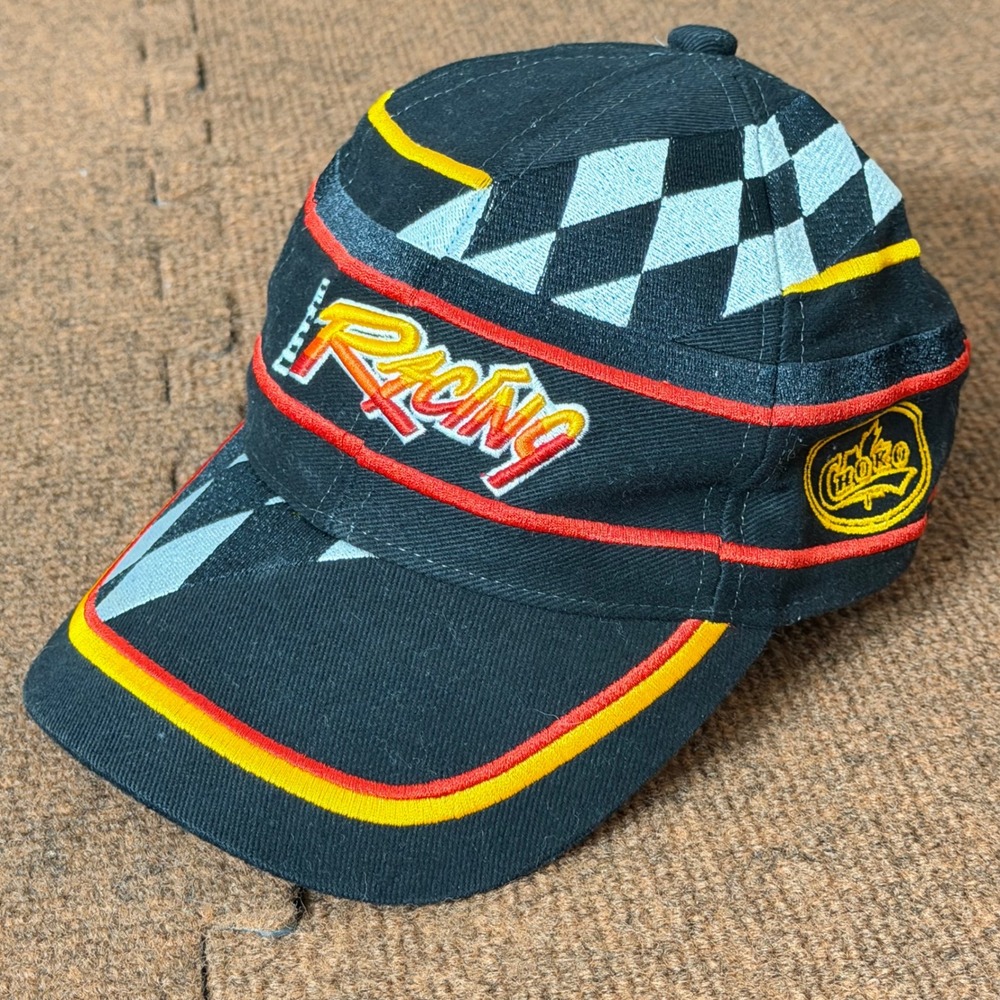 Choko Design Racing Hat Black Checkered Flag Embroidered Adjustable Cap‎ Mens